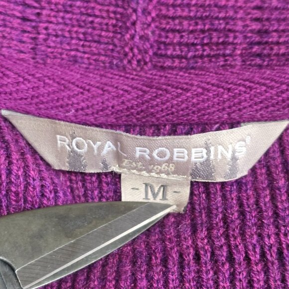 WOMENS ROYAL ROBBINS PURPLE RIBBED CARDIGAN WATERFALL COLLAR EGGPLANT COLOR MED - Picture 5 of 8